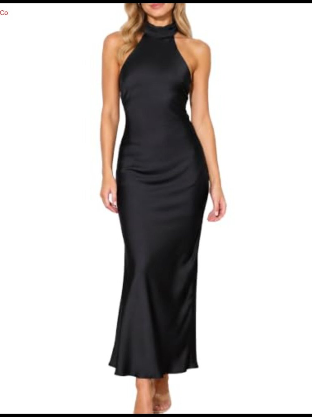 Satin Halter Neck Backless Maxi Dress Elegant Wedding Guest Formal